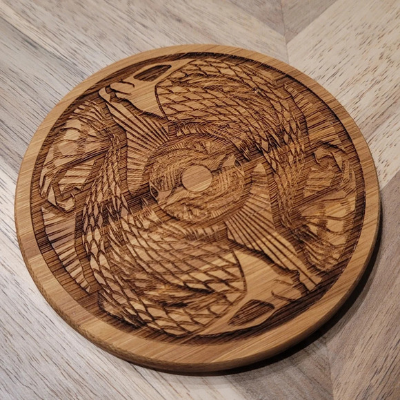 Bamboo Burned Etched Fish Pisces Wood Coasters Aquatic - Picture 2 of 3